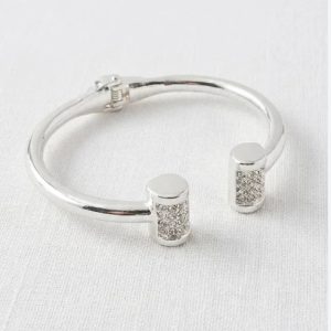 Envy T-Bar Diamante Embellished Bangle in Silver