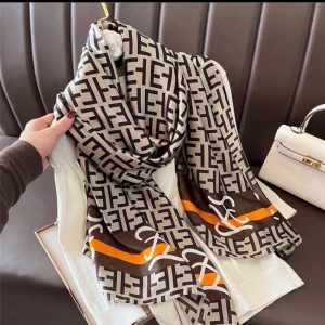 Designer Inspired Brown & Orange Scarf